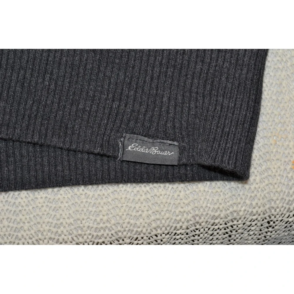 Eddie Bauer Mens 2XL Gray‎ Cotton Merino Wool 1/4 Zip Pullover Sweater
